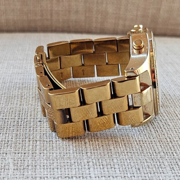 Marc Jacobs Chronograph Gold Dial Gold Steel Strap Watch for Women - MBM3105 - Picture 7 of 14